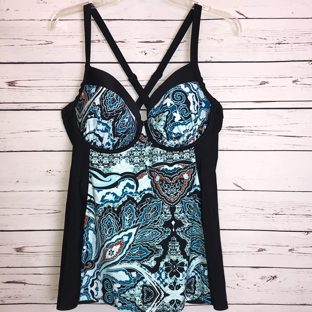 Cacique swim tankini top underwire balconette top